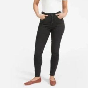 Everlane The Authentic Stretch High-Rise Skinny Button Fly in black denim